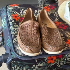 Tommy Bahama Brown Woven Leather Slip-On Loafers